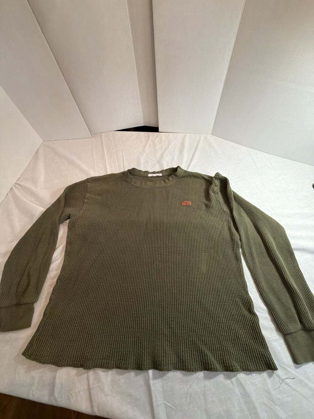 Vans Lorraine Women's Long Sleeve Thermal Waffle Knit Shirt Olive Green